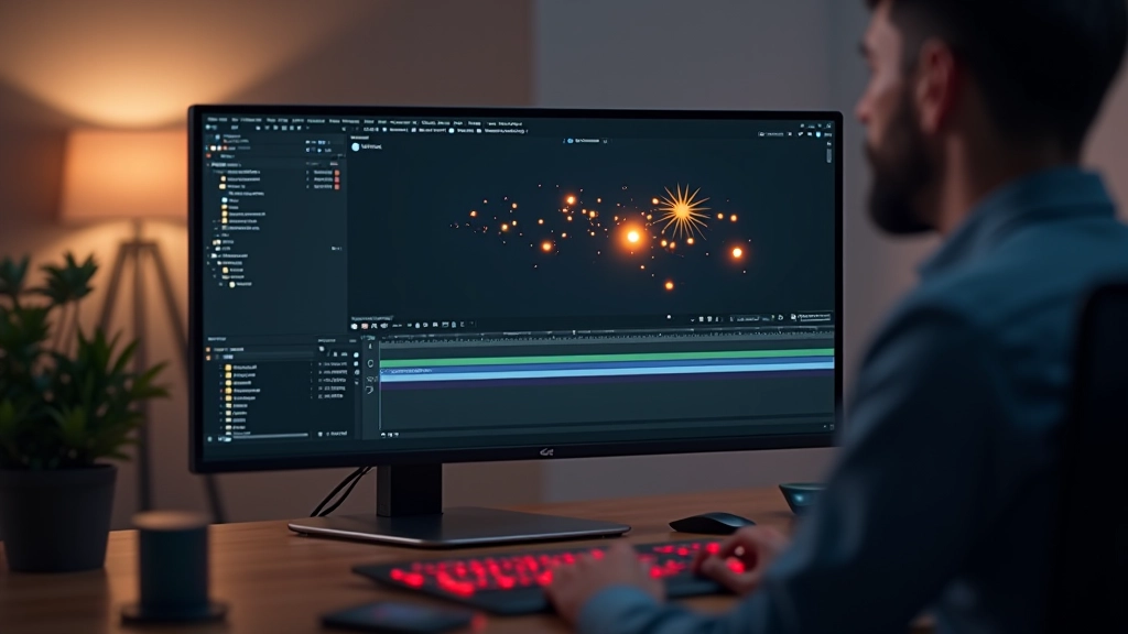 Interfaz de Blender mostrando nodos de composición con efectos de luces y sombras dinámicas