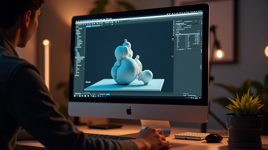 Pantalla de computadora mostrando interfaz de Blender con proyecto de modelado 3D en progreso