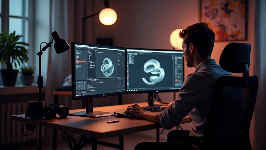 Espacio de trabajo profesional con software Blender para diseño de movimiento